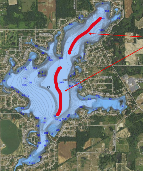 Wake Boat Operation Map on Lake Columbia